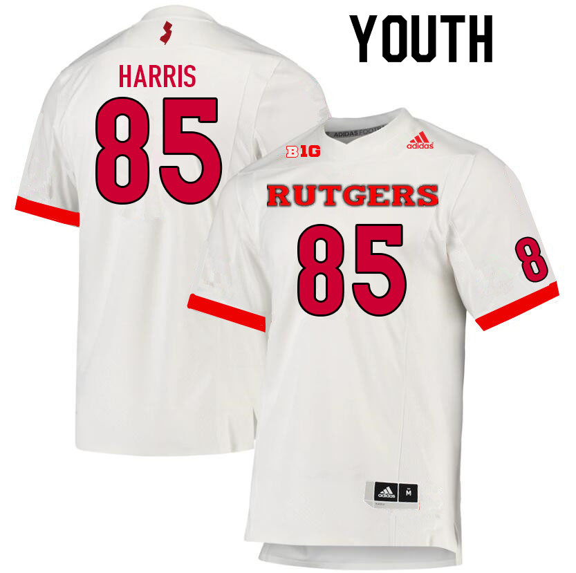 Youth #85 Taj Harris Rutgers Scarlet Knights College Football Jerseys Sale-White